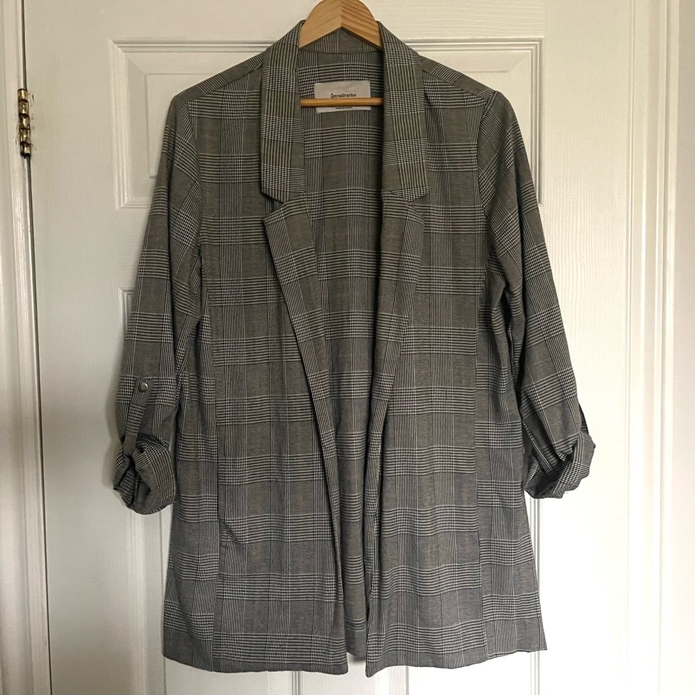 Stradivarius light-weight plaid blazer